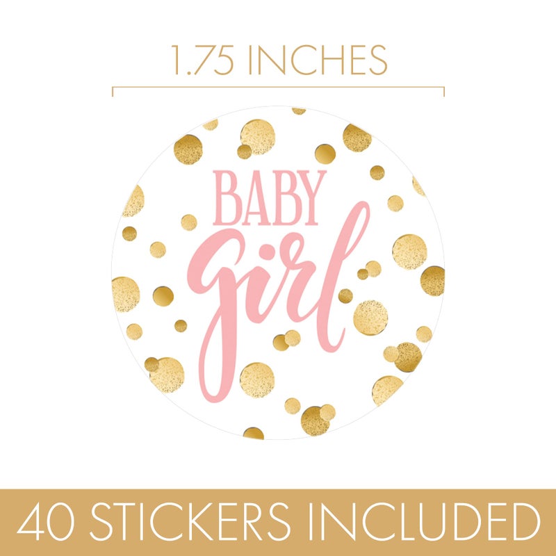 DISTINCTIVS Pink and Gold It's a Girl Baby Shower Favor Stickers - 1.75 in Thank You Stickers or Envelope Seals - 40 Labels - Image 3